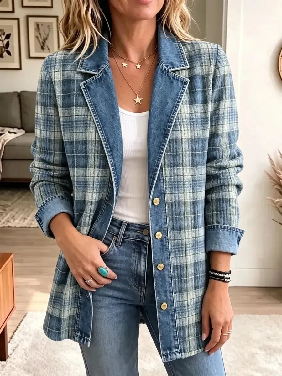 Sofia | Veste en jean décontractée et élégante ornée d’un motif rétro