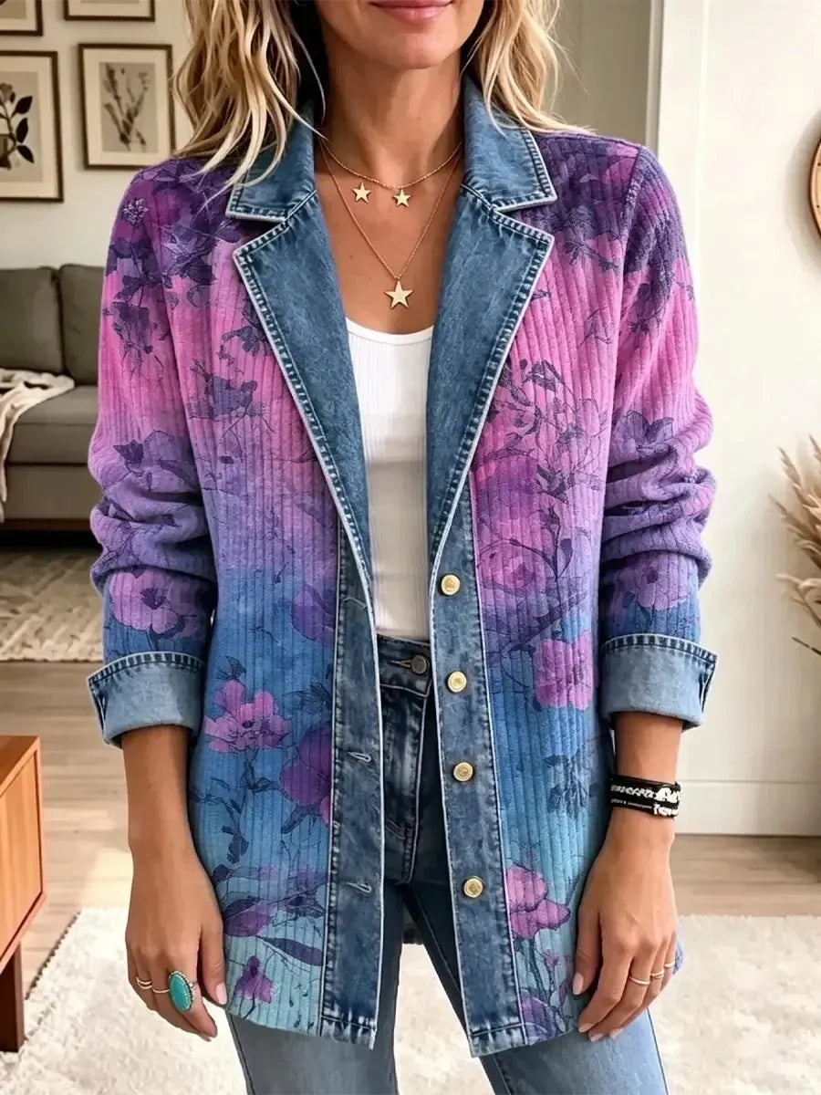 Evelyn | Veste élégante à motif floral rétro artistique