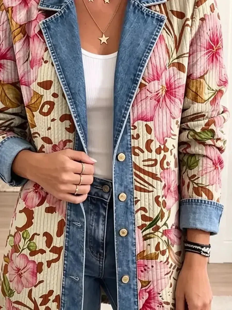 Luna | Veste artistique rétro à imprimé léopard fleuri
