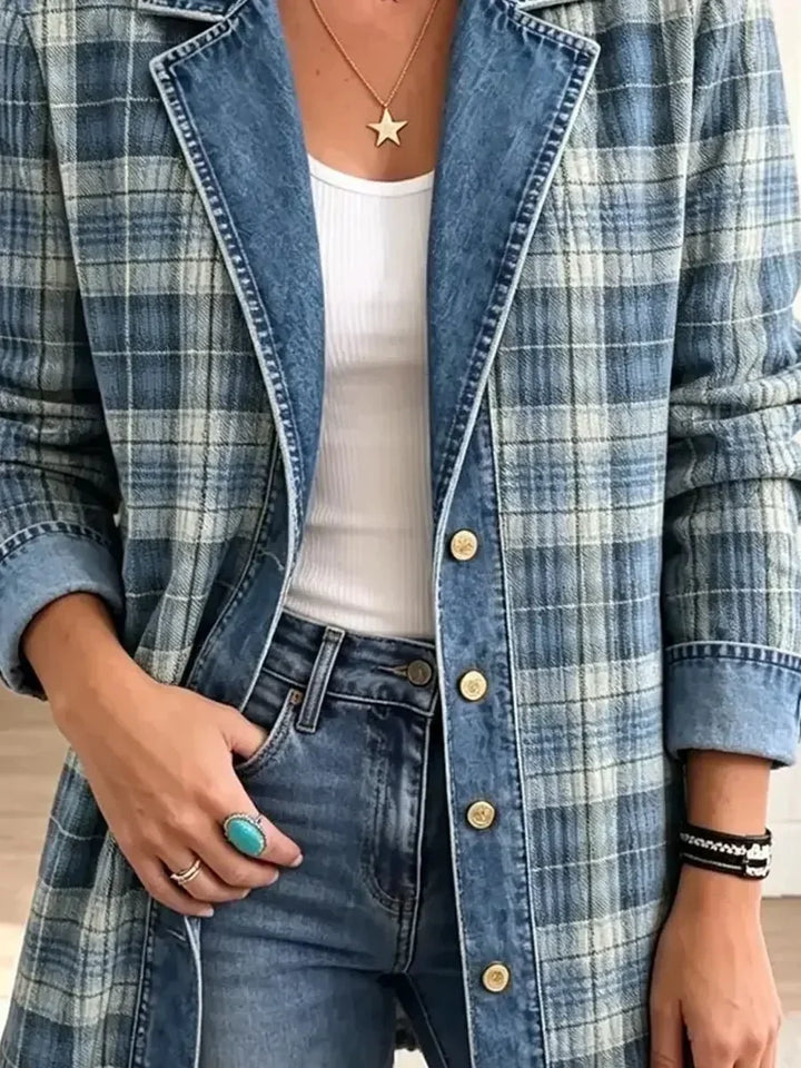 Sofia | Veste en jean décontractée et élégante ornée d’un motif rétro
