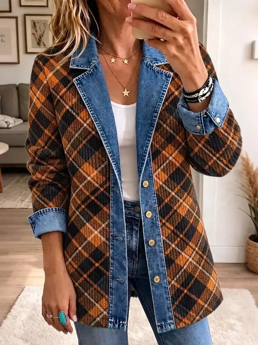 Camila | Veste en jean d’inspiration vintage avec motif imprimé au bloc