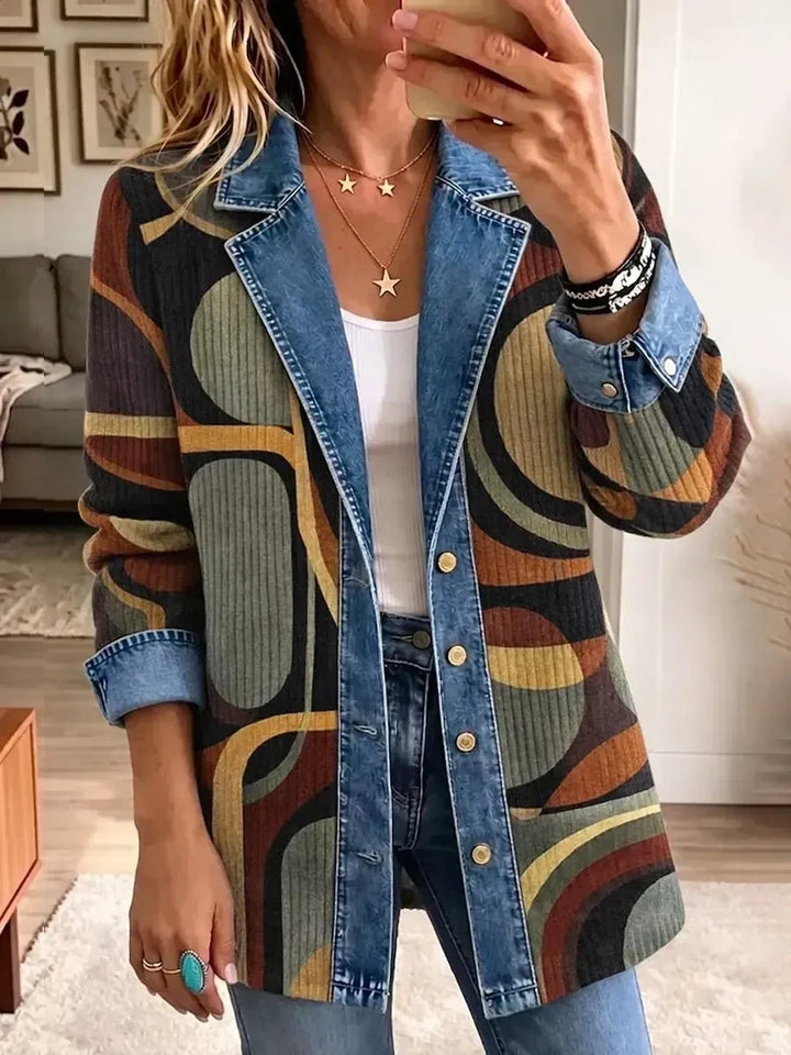 Avery | Veste en jean à motif abstrait d’inspiration vintage