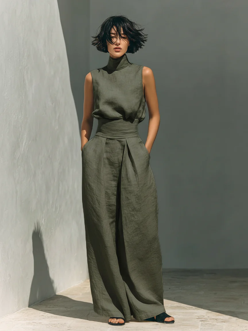 Nuria | Ensemble minimaliste haut sans manches • S1