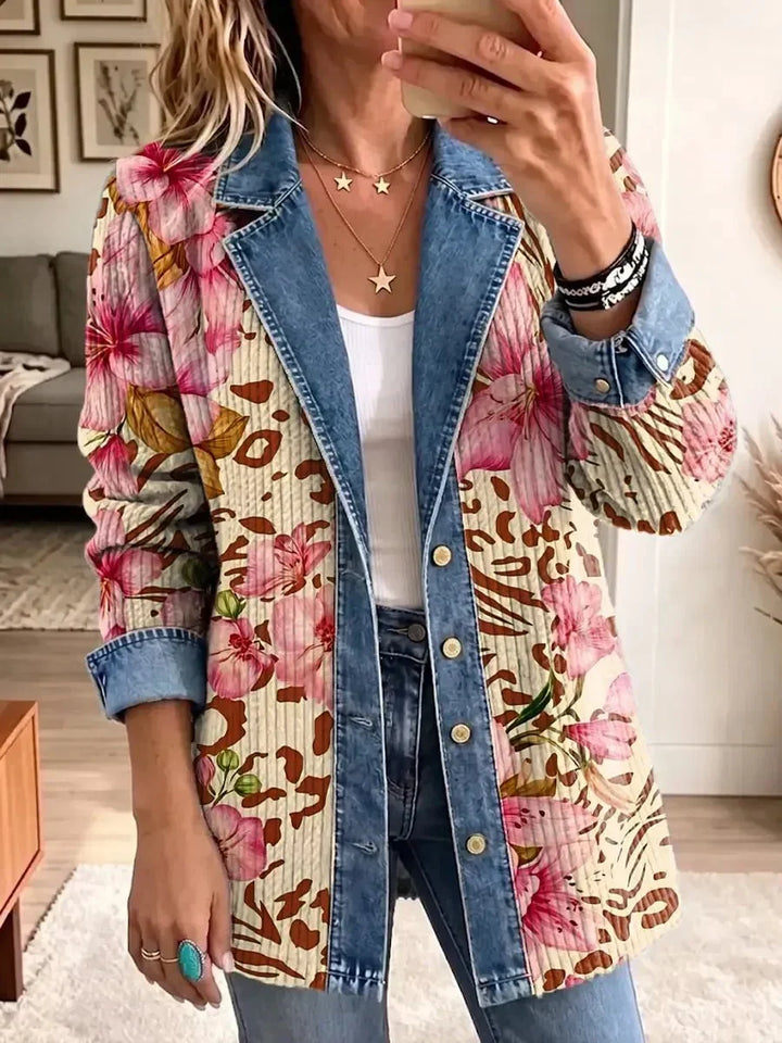 Luna | Veste artistique rétro à imprimé léopard fleuri