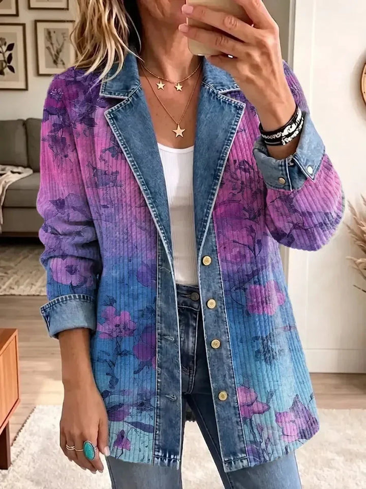 Evelyn | Veste élégante à motif floral rétro artistique