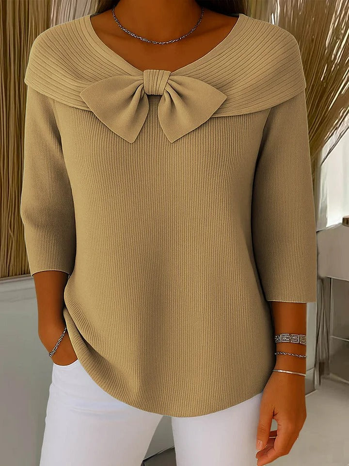Thérèse | Pull avec Nœud et Col Rond