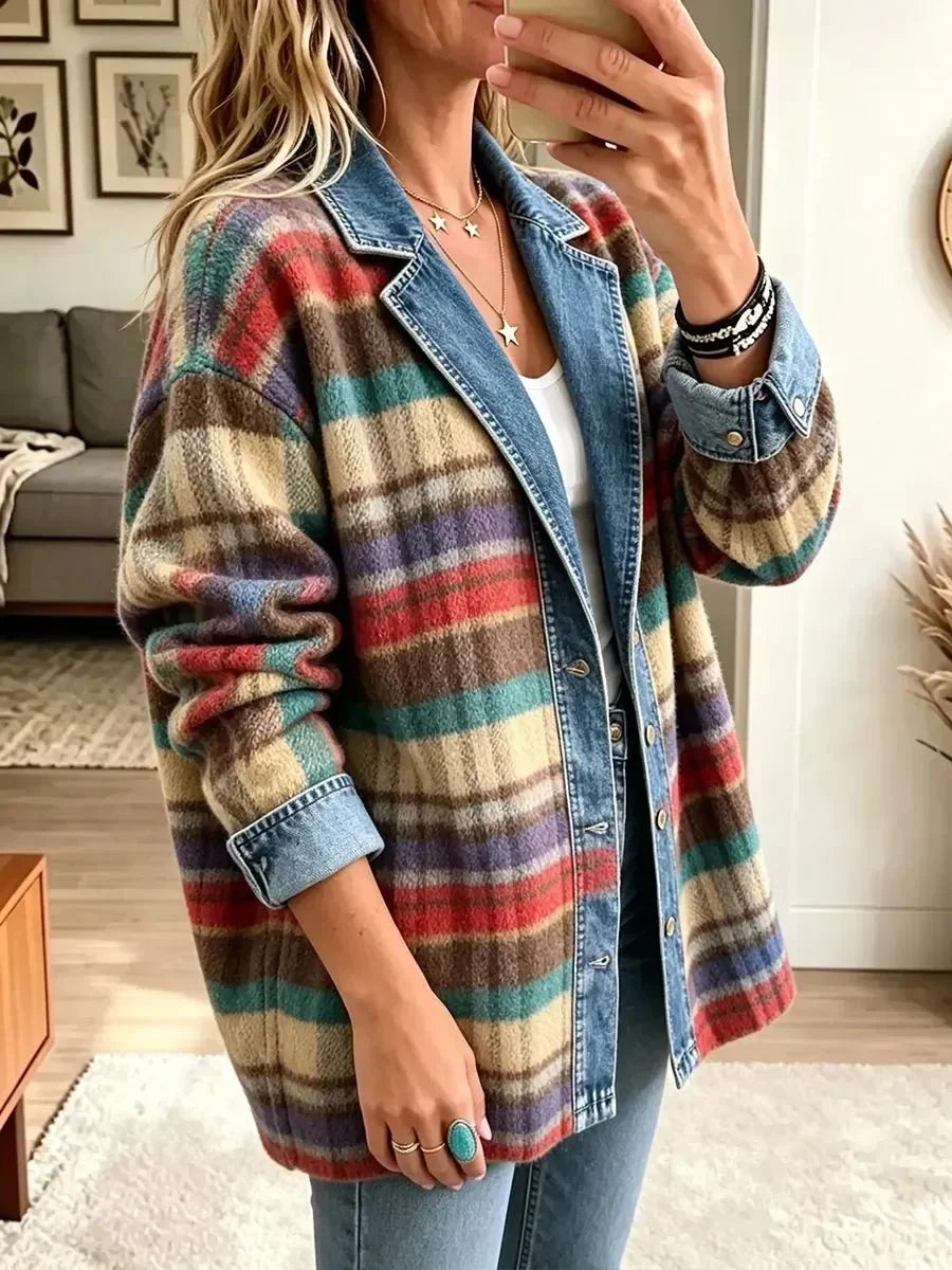 Charlotte | Veste en jean vintage patchwork pour femme