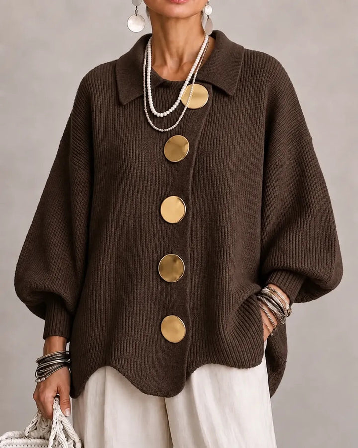 Cardigan oversize à col et boutons Karina