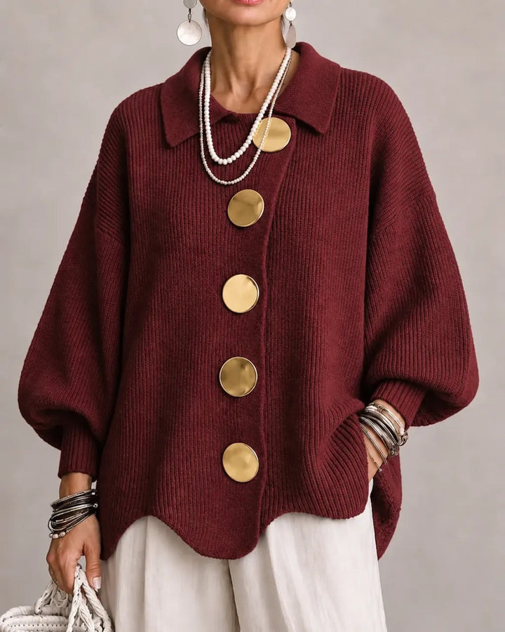 Cardigan oversize à col et boutons Karina
