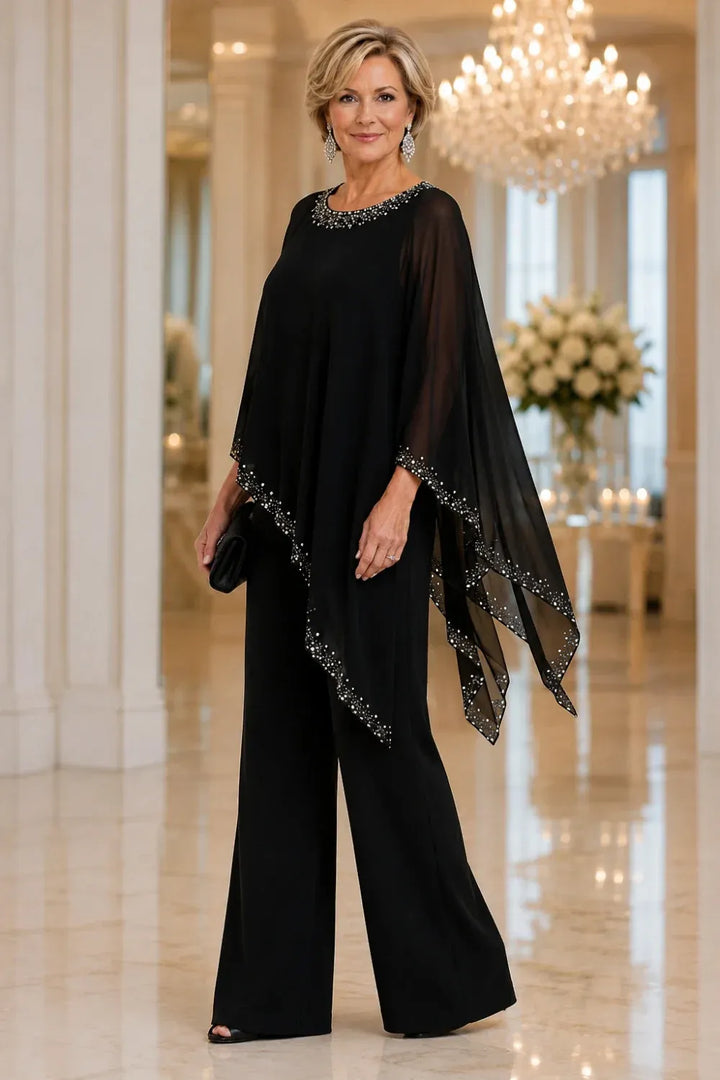 Pernelle | Ensemble cape en mousseline perlée