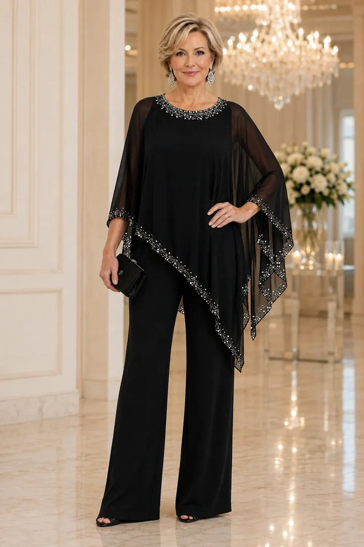 Pernelle | Ensemble cape en mousseline perlée