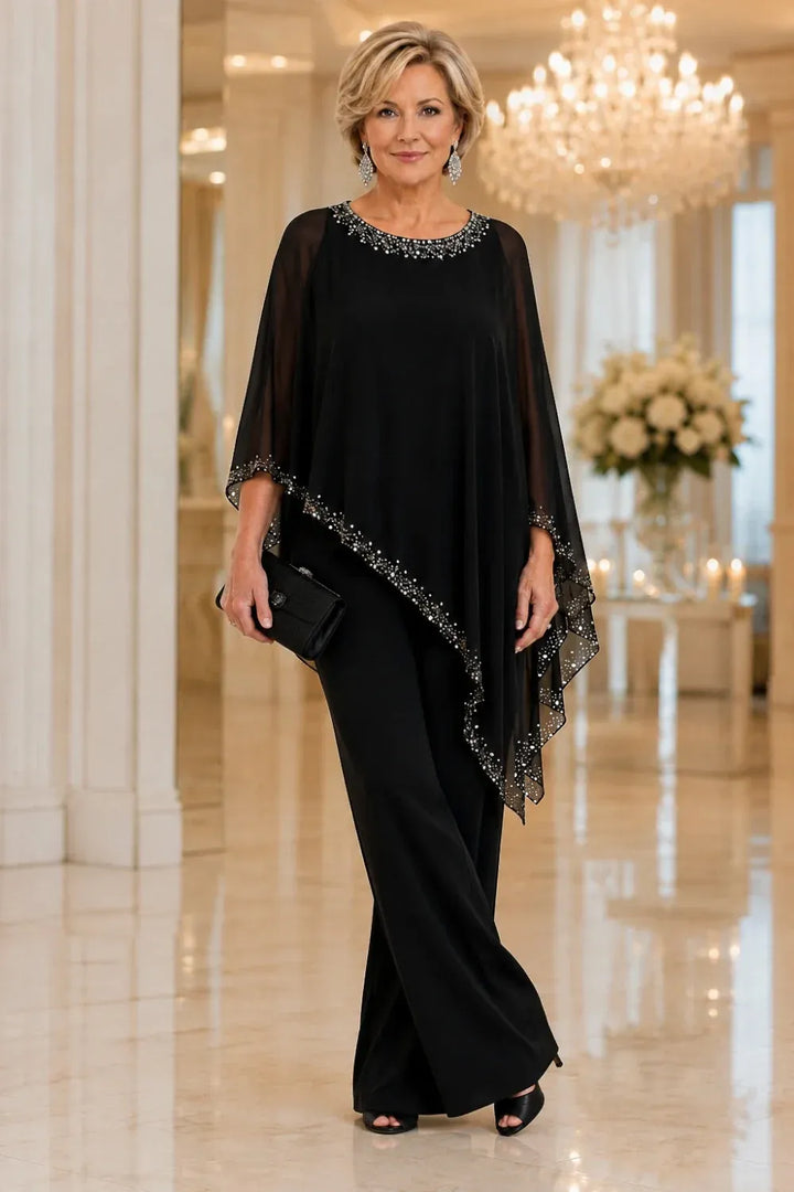 Pernelle | Ensemble cape en mousseline perlée
