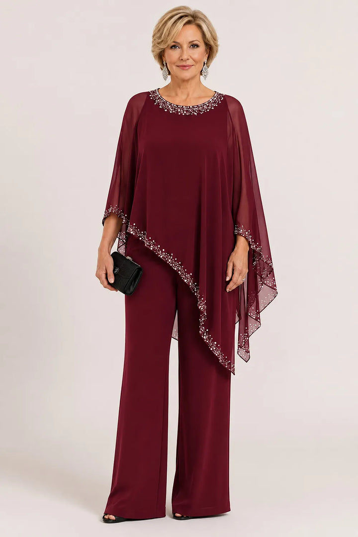 Pernelle | Ensemble cape en mousseline perlée