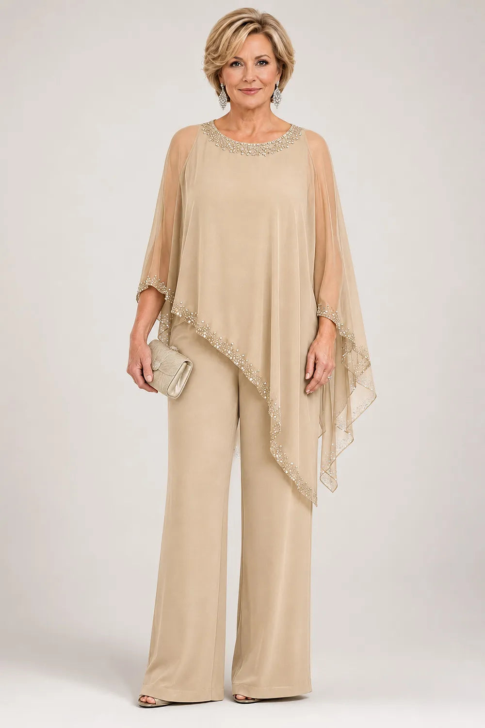 Pernelle | Ensemble cape en mousseline perlée