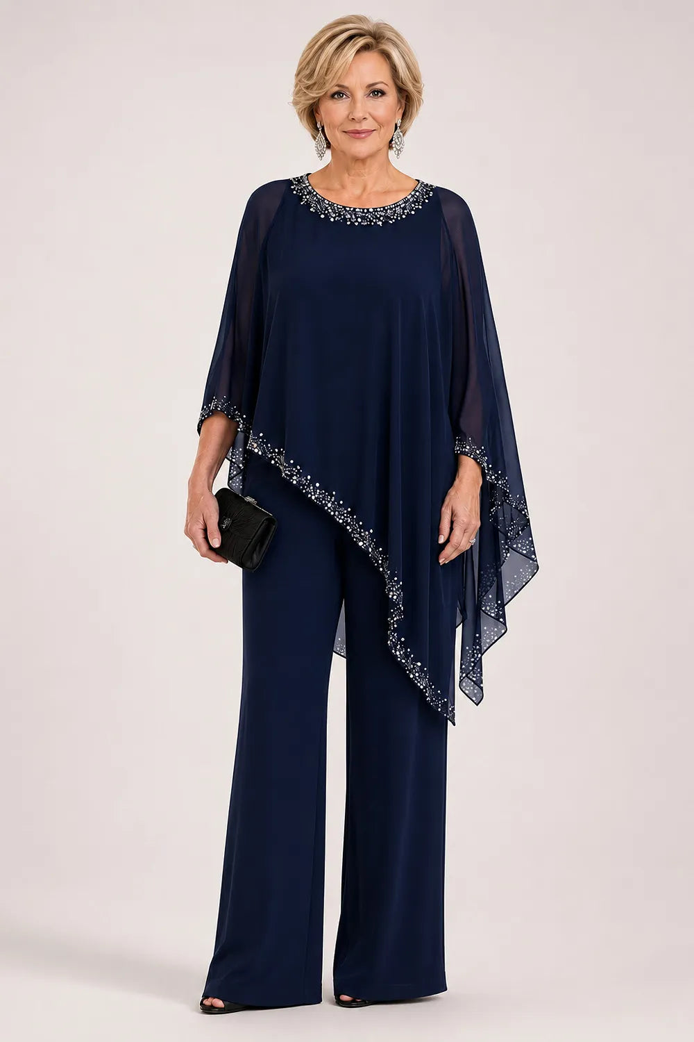 Pernelle | Ensemble cape en mousseline perlée