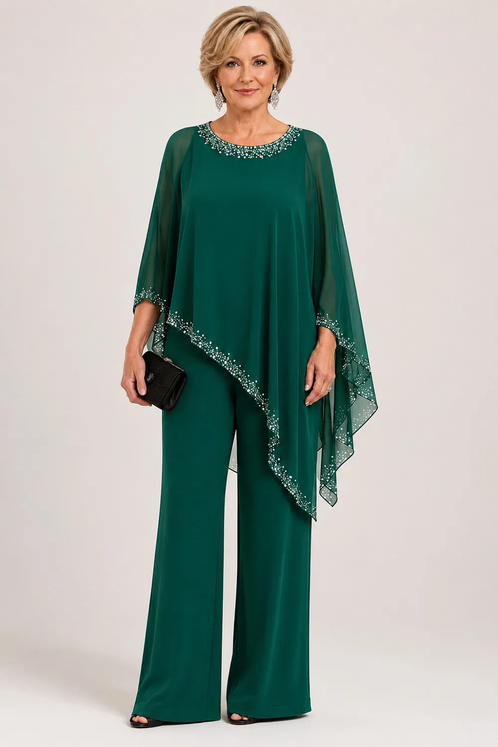 Pernelle | Ensemble cape en mousseline perlée