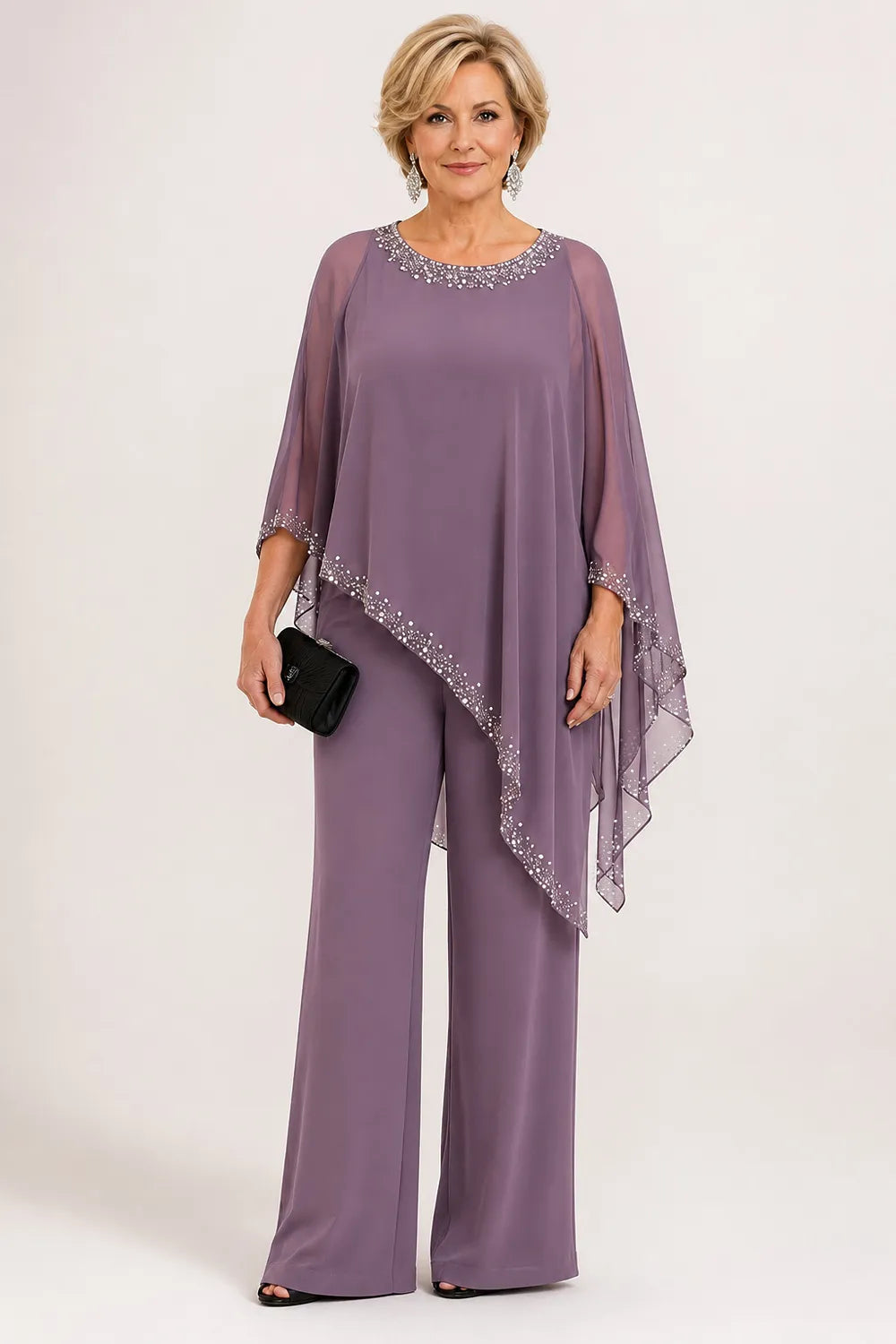 Pernelle | Ensemble cape en mousseline perlée