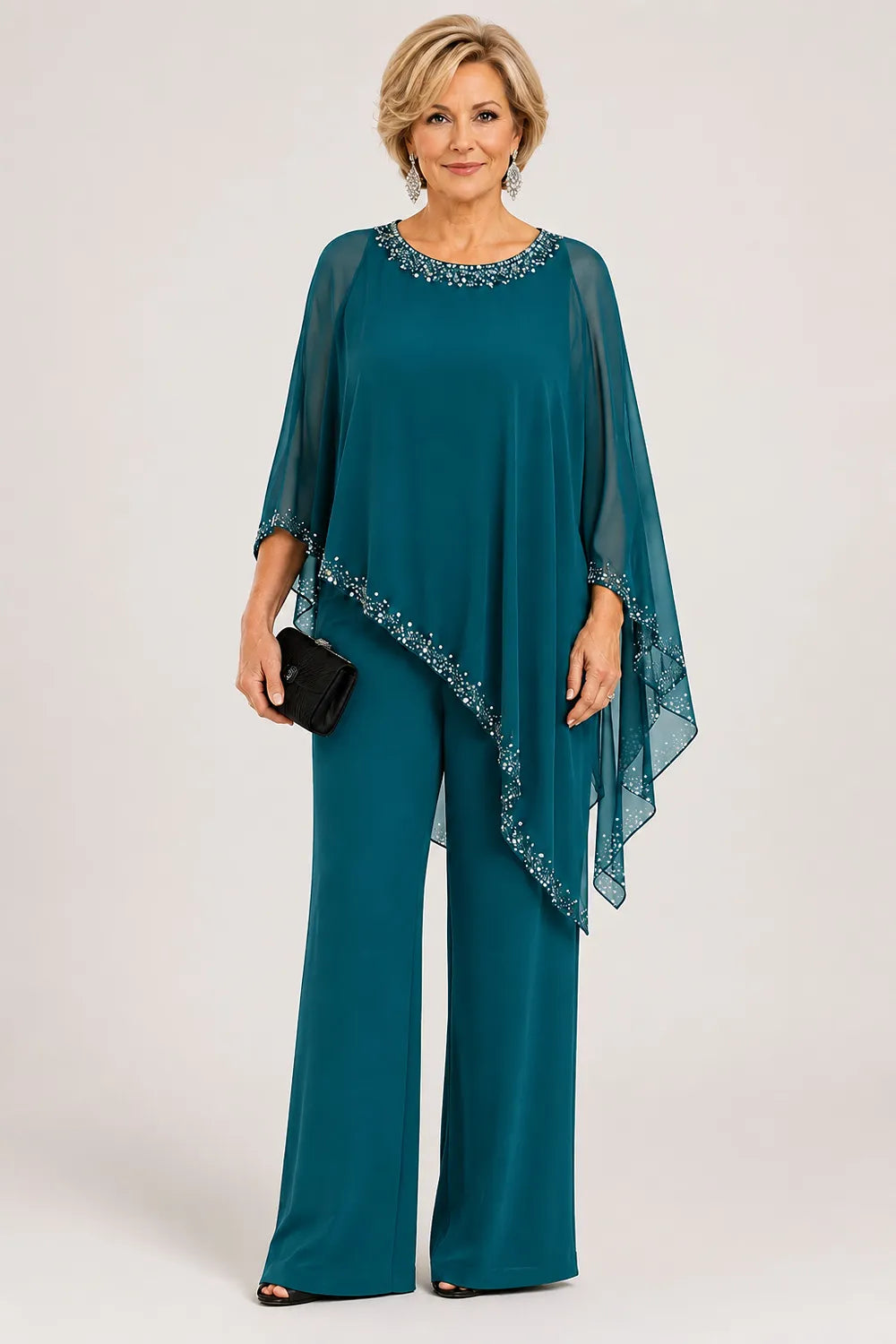 Pernelle | Ensemble cape en mousseline perlée