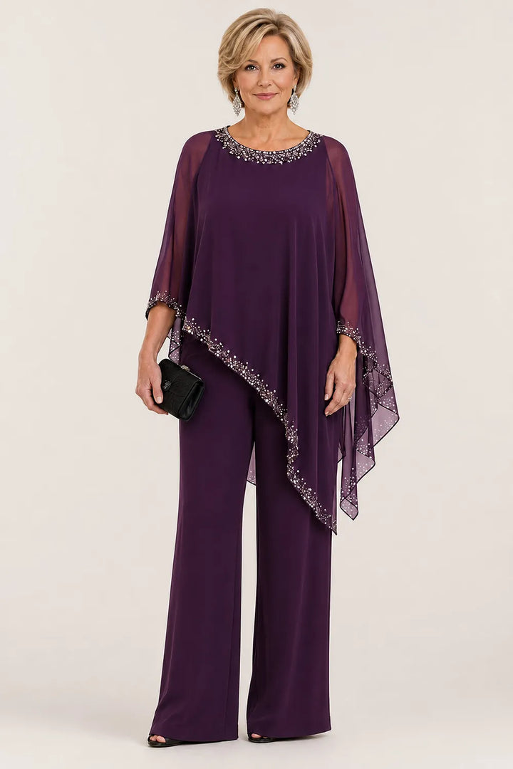 Pernelle | Ensemble cape en mousseline perlée
