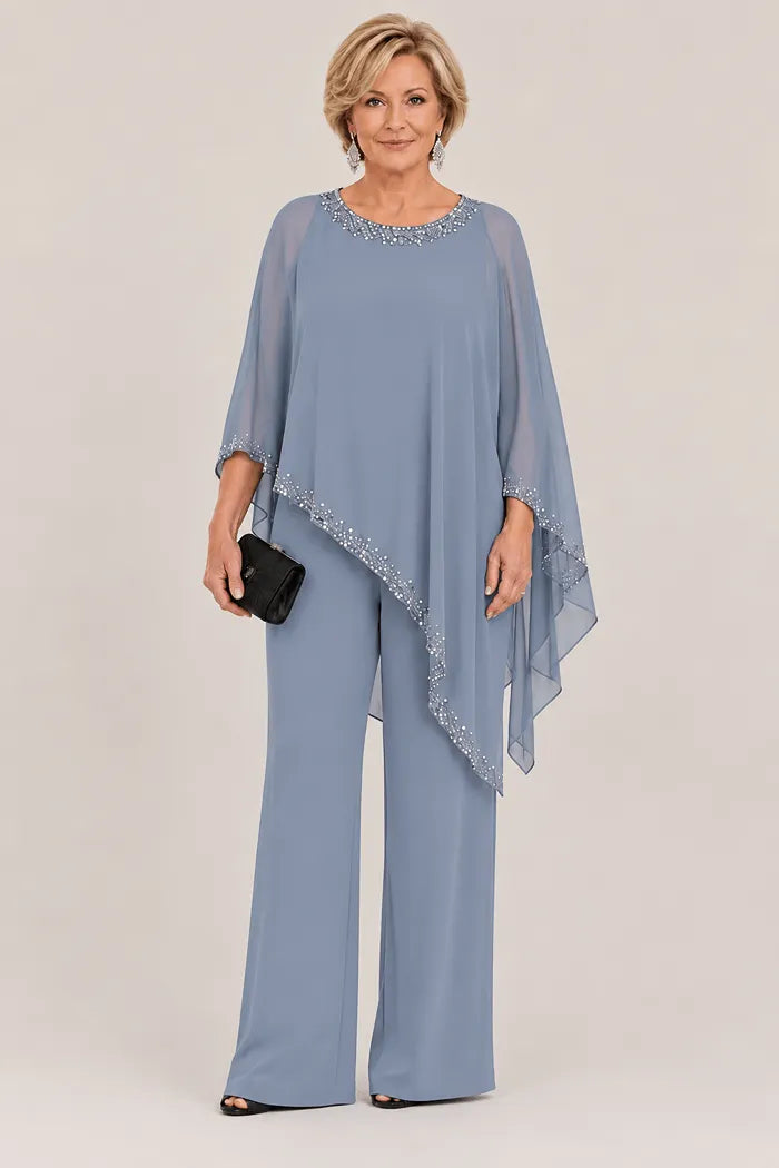 Pernelle | Ensemble cape en mousseline perlée