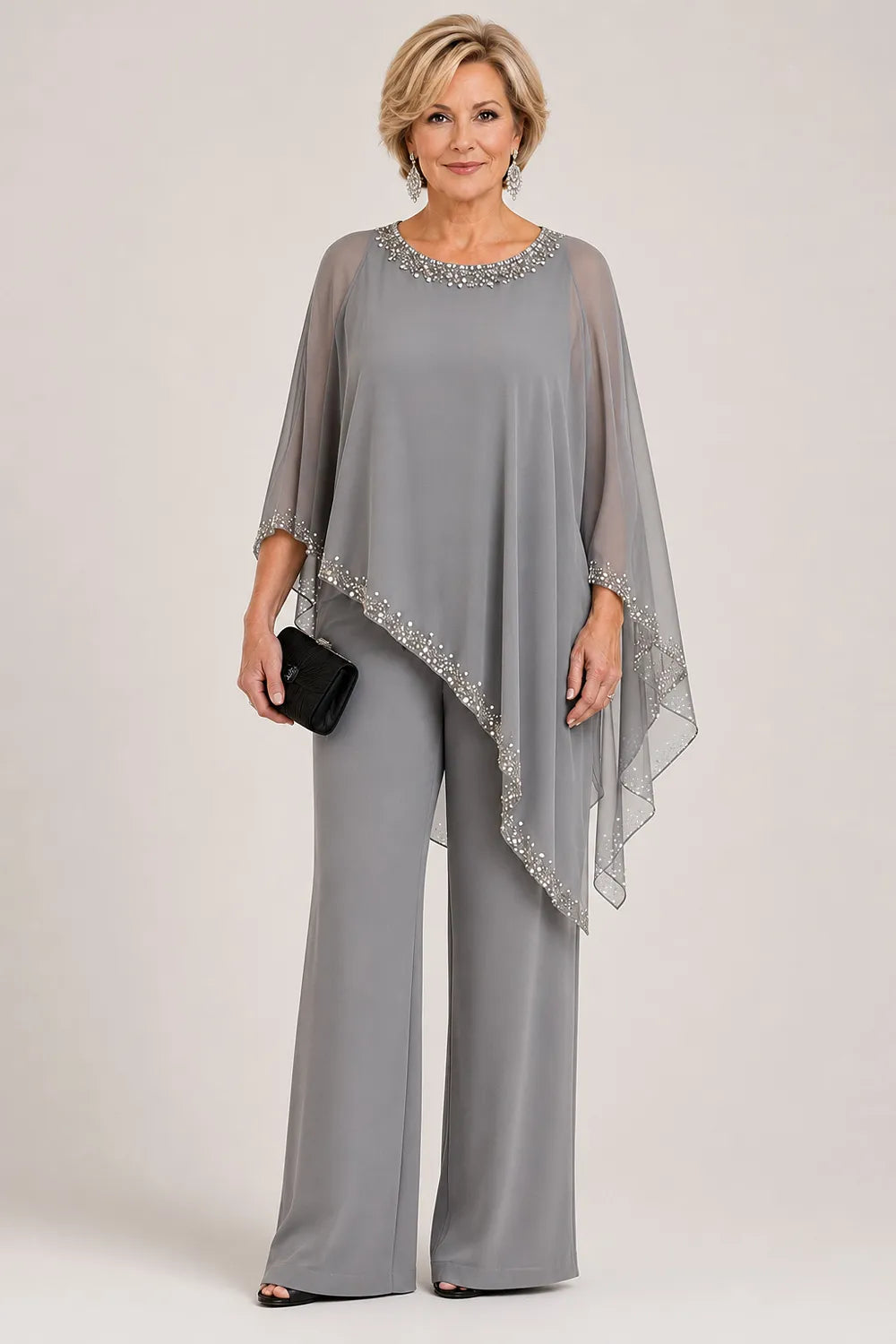 Pernelle | Ensemble cape en mousseline perlée