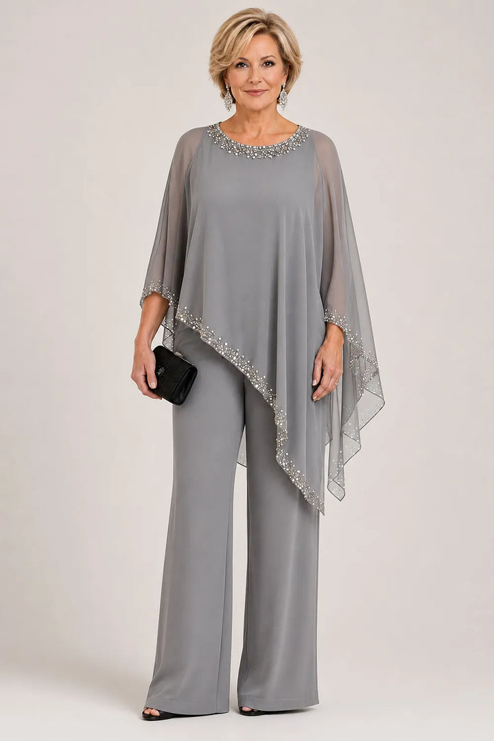 Pernelle | Ensemble cape en mousseline perlée