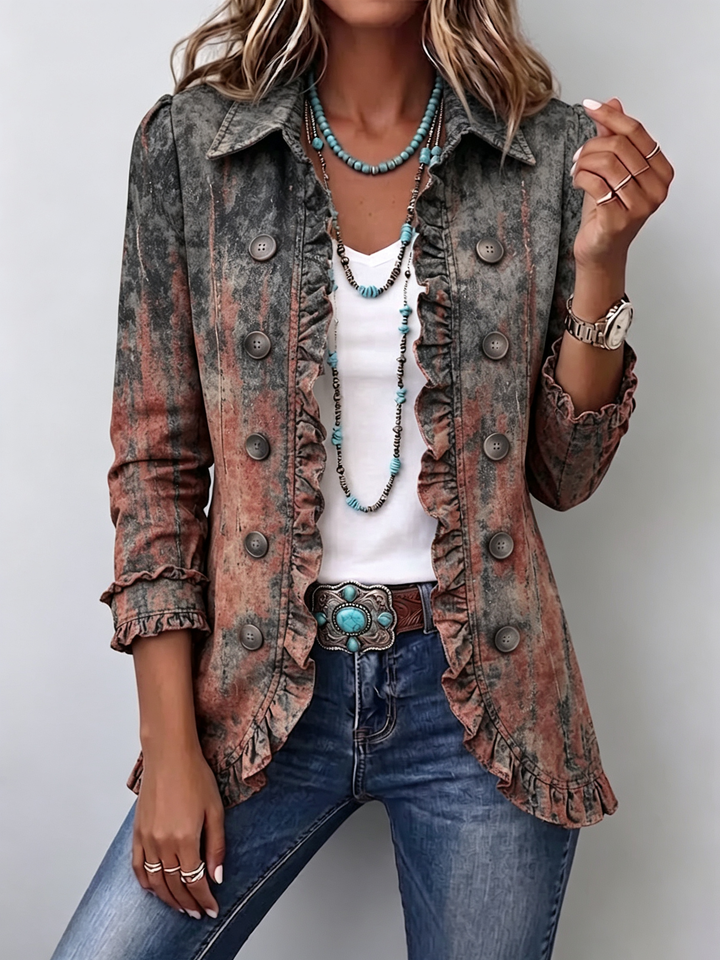 Flavie | Veste Vintage Dégradée Texturée à Volants