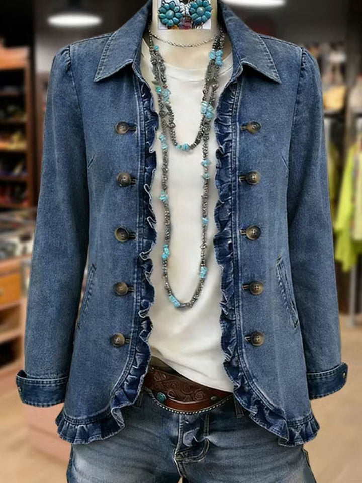 Frédérique | Veste Bleu Moyen à Volants