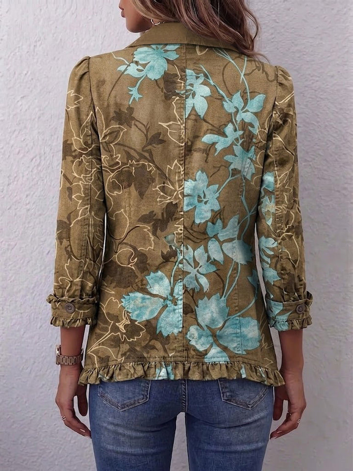 Blanche | Veste Bohème Fleurie Vintage Dégradée à Volants