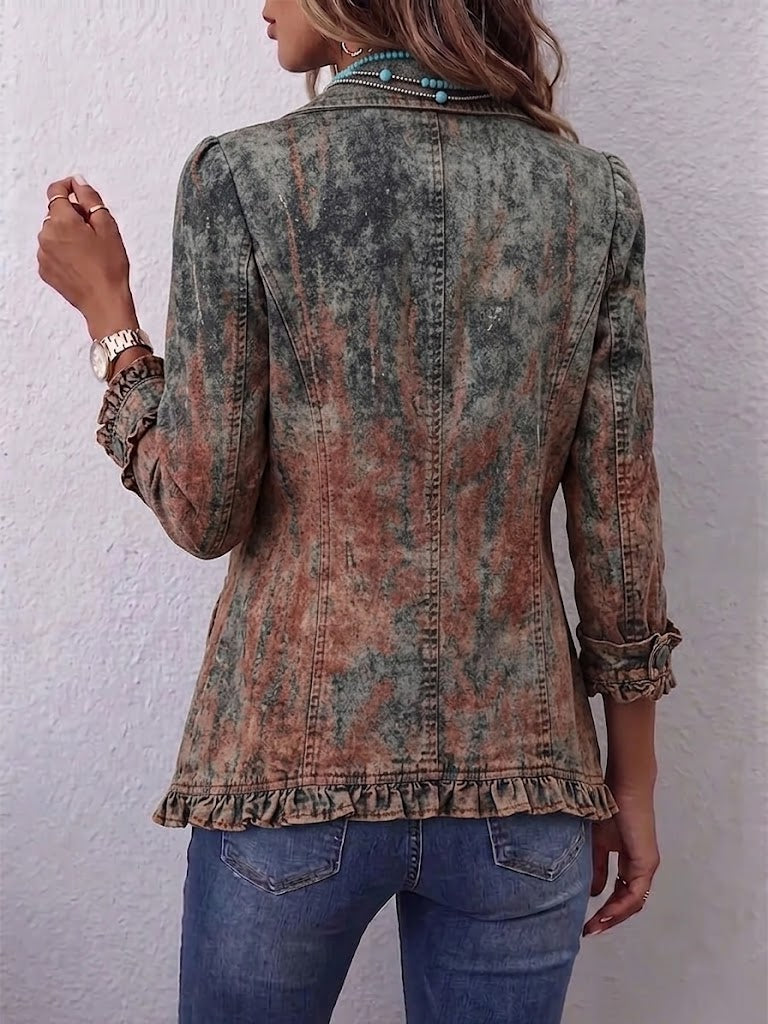 Flavie | Veste Vintage Dégradée Texturée à Volants
