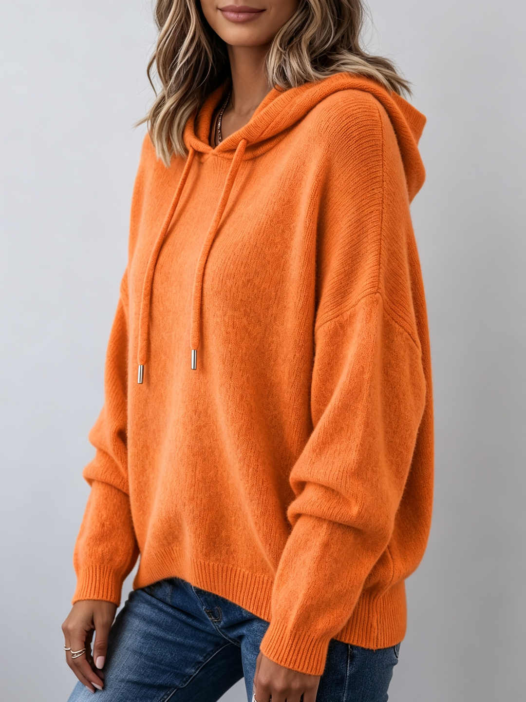 Nancy | Sweat à capuche en maille - Orange