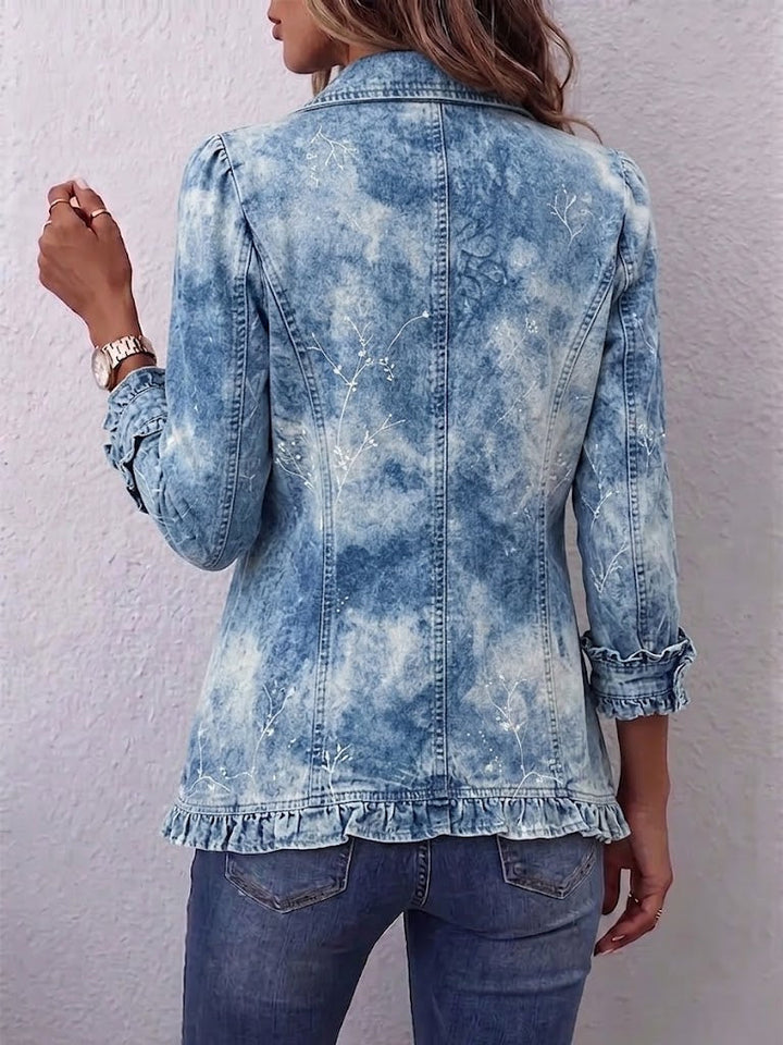 Jemison | Veste Bohème Dégradée Imprimé Botanique à Volants