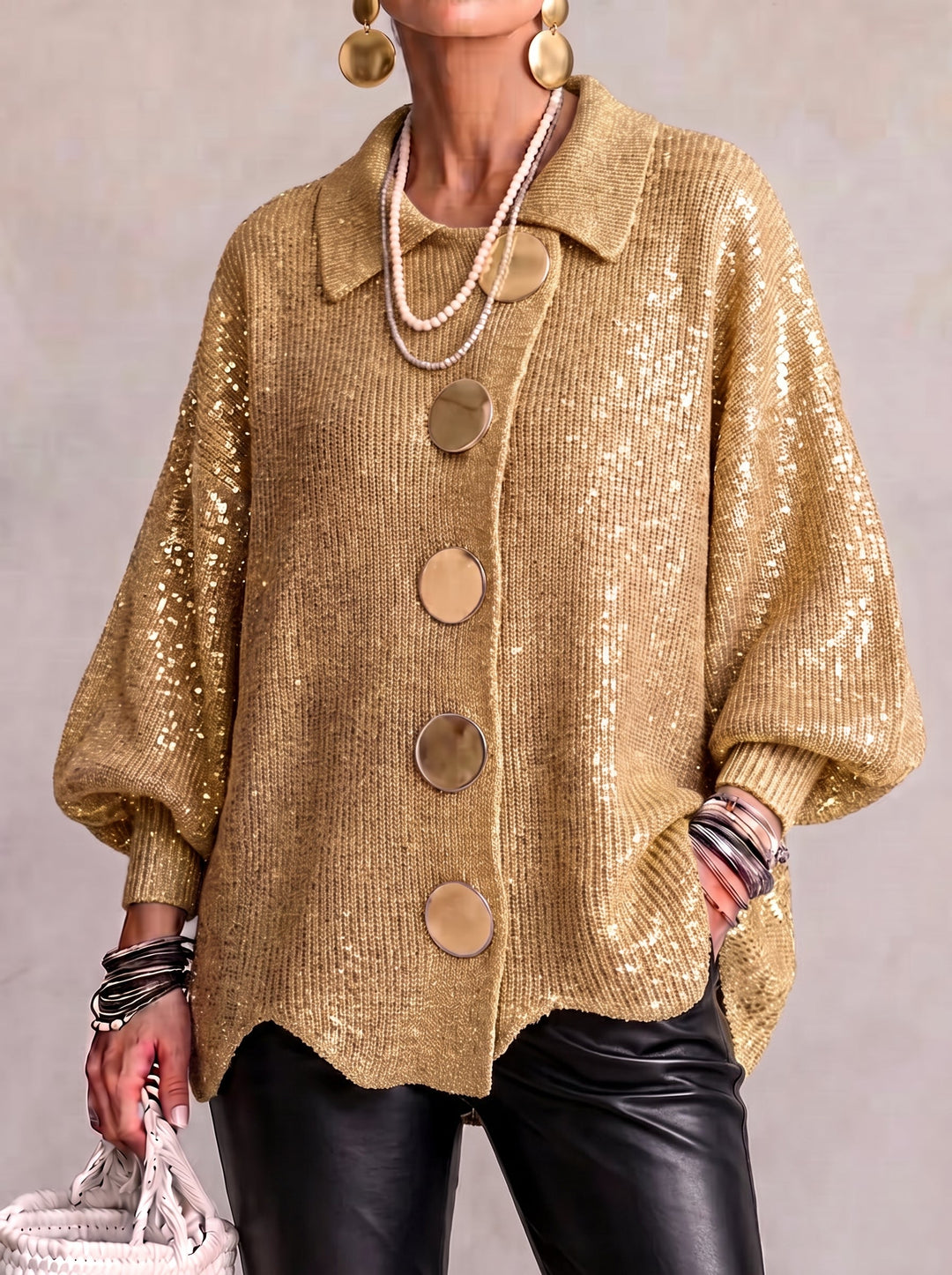Cardigan oversize à col et boutons Karina