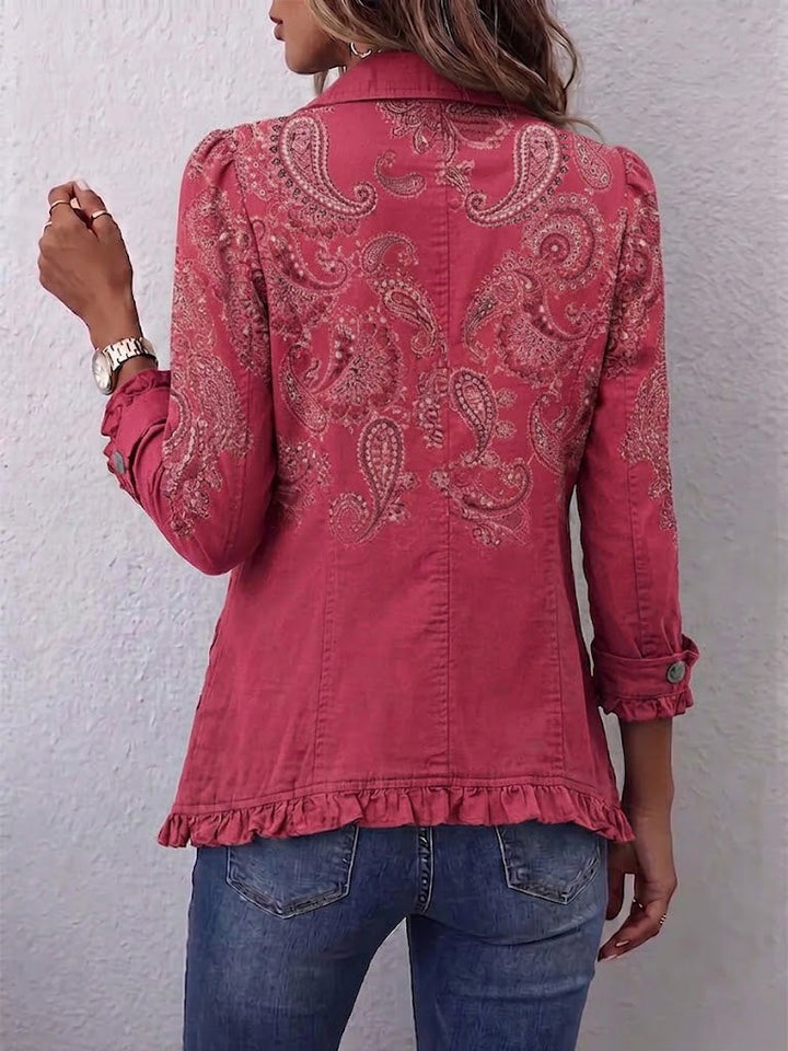 Iseult | Veste Paisley Vintage Rose Antique à Volants