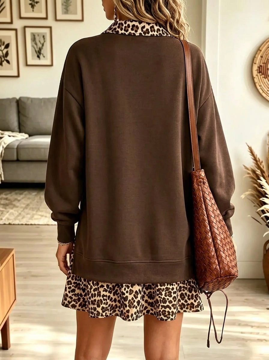Jacinthe | Robe Courte à Bordures Léopard