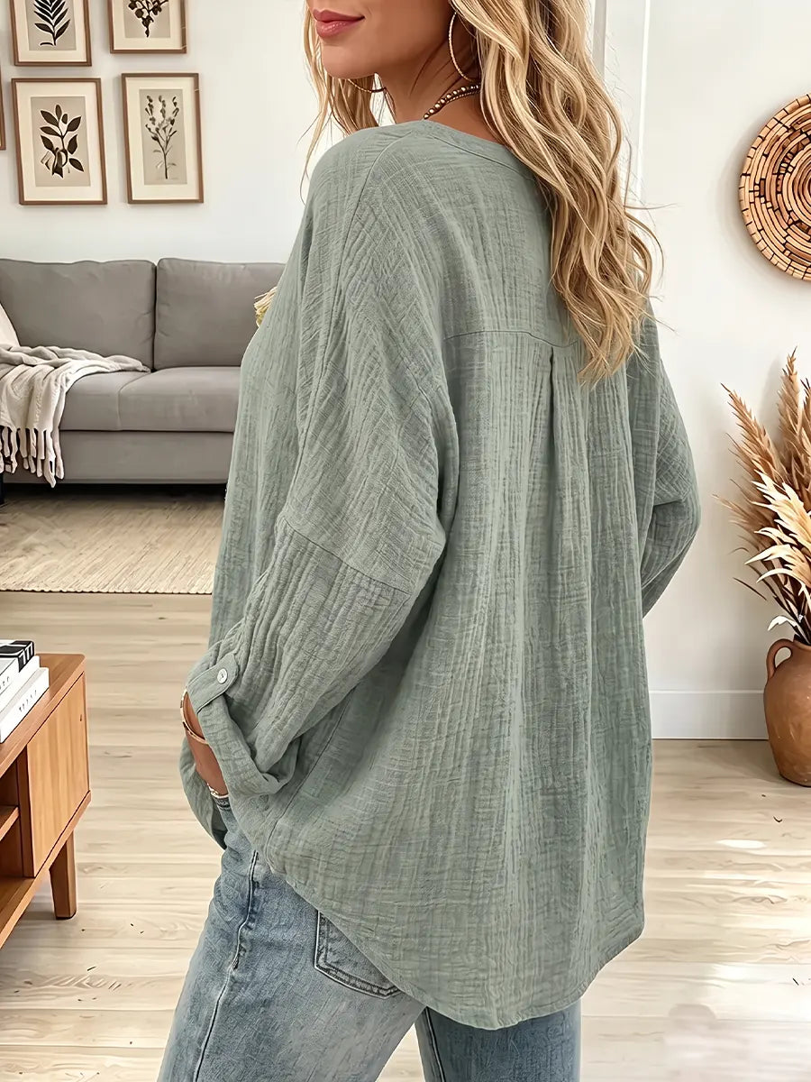 Adélaïde | Chemise Boutonnée en Coton-Lin