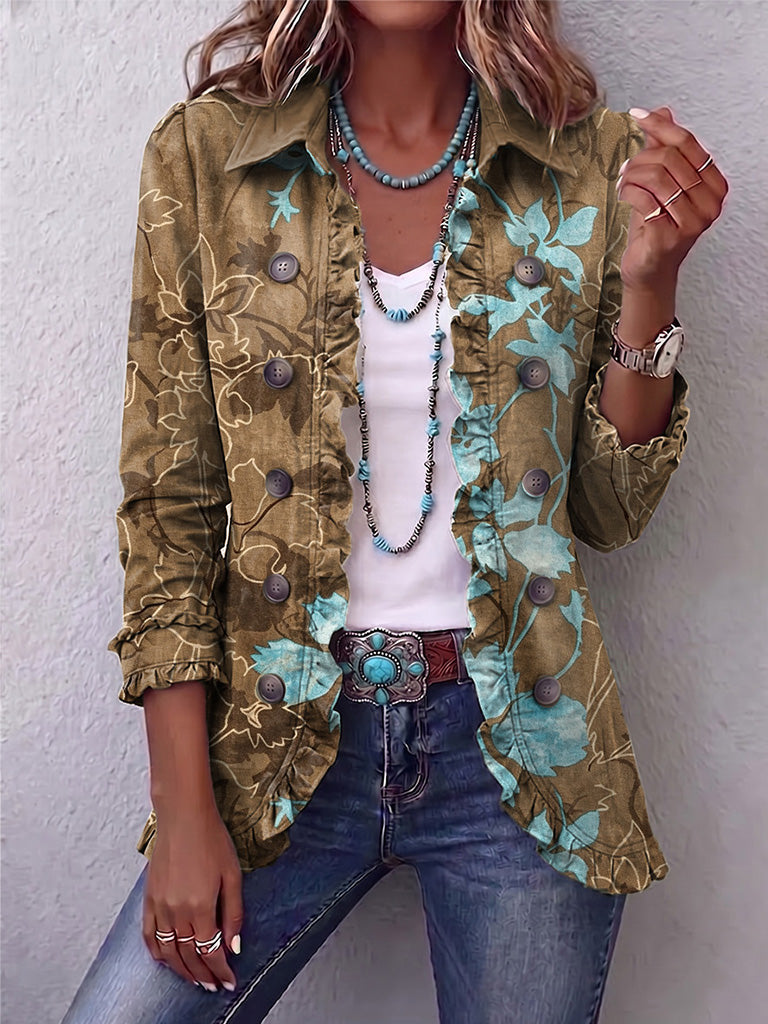 Sundara | Veste Bohème Vintage Fleurie Dégradée à Volants