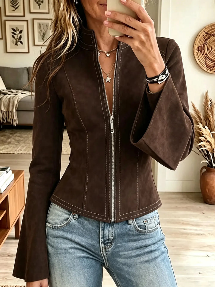 Sidonie | Veste en Suédine Zippée