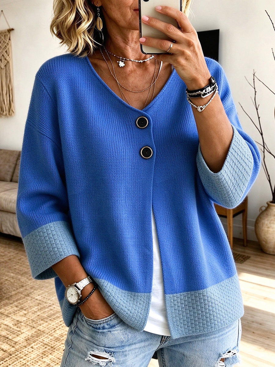 Jennifer™ | Cardigan en maille à blocs de couleurs