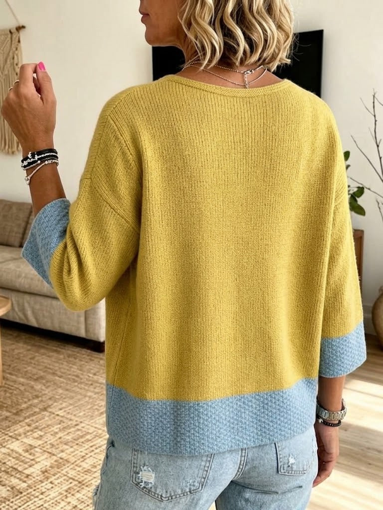 Jennifer™ | Cardigan en maille à blocs de couleurs