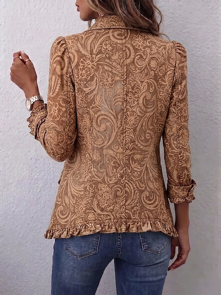 Vyclara | Veste Vintage Bohème Imprimé Fleuri à Volants