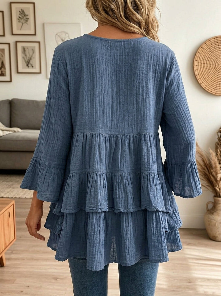 Bérénice | Blouse Babydoll en Coton-Lin à Volants