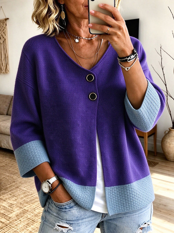 Jennifer™ | Cardigan en maille à blocs de couleurs