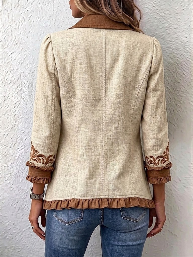 Dawncroft | Veste Vintage Bohème Fleurie à Volants