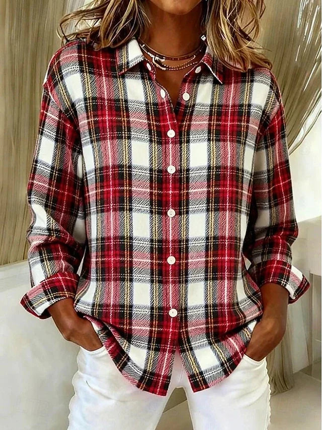 Dulcie™ | Blouse vintage à carreaux boutonnée sur le devant