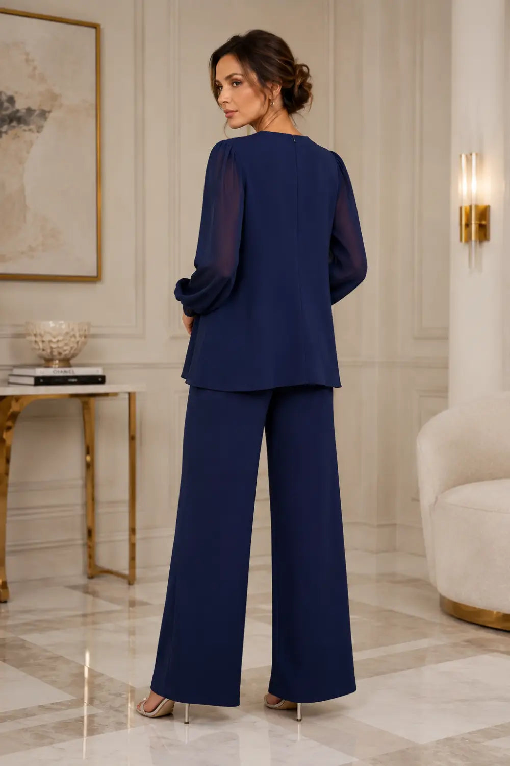 Violette | Ensemble à col en V en mousseline superposée