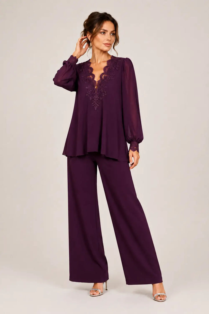Violette | Ensemble à col en V en mousseline superposée