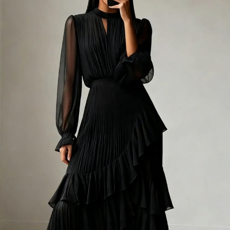 Robe midi élégante plissée Dianna™