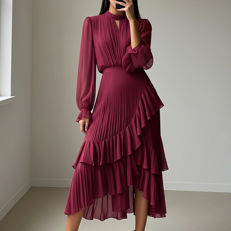 Robe midi élégante plissée Dianna™