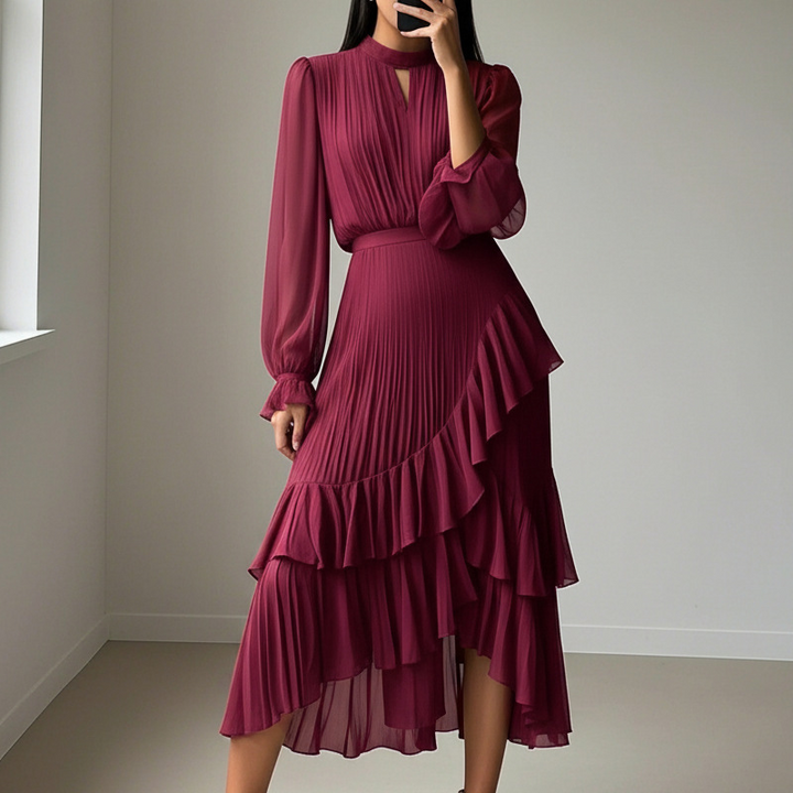 Robe midi élégante plissée Dianna™